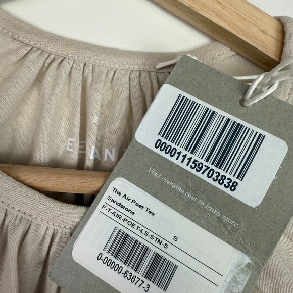 Everlane The Poet Tee Balloon Long Sleeve Lightweight Sandstone Cream S - Picture 4 of 5
